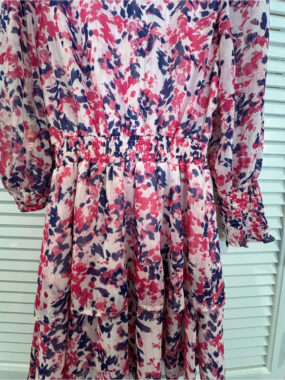 Aqua Pink & Navy Floral Dress - Picture 7 of 8